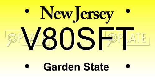 V80SFT New Jersey License Plate