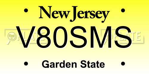 V80SMS New Jersey License Plate