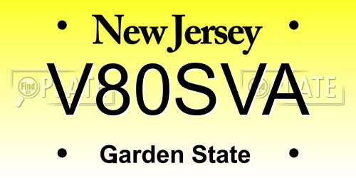 V80SVA New Jersey License Plate