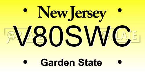 V80SWC New Jersey License Plate
