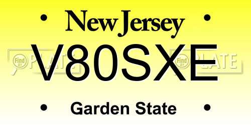 V80SXE New Jersey License Plate