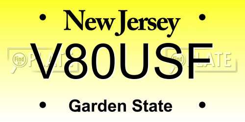 V80USF New Jersey License Plate