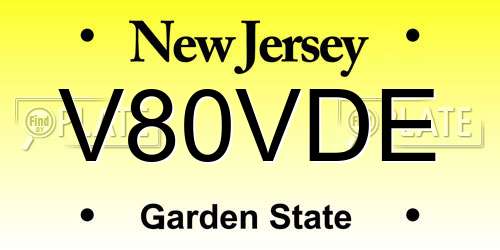 V80VDE New Jersey License Plate