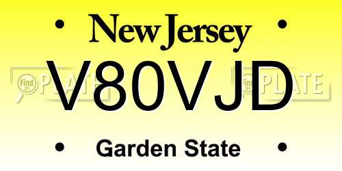 V80VJD New Jersey License Plate