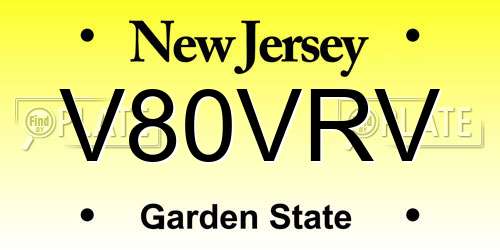 V80VRV New Jersey License Plate