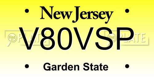 V80VSP New Jersey License Plate
