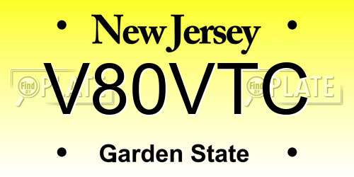 V80VTC New Jersey License Plate