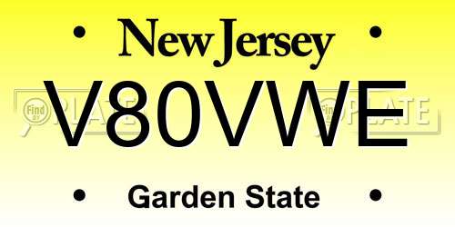 V80VWE New Jersey License Plate