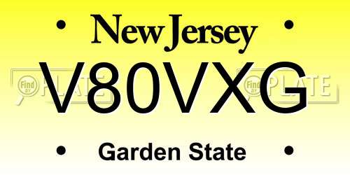 V80VXG New Jersey License Plate