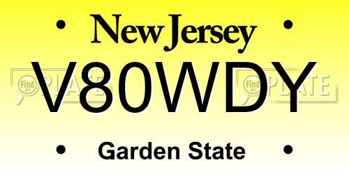 V80WDY New Jersey License Plate