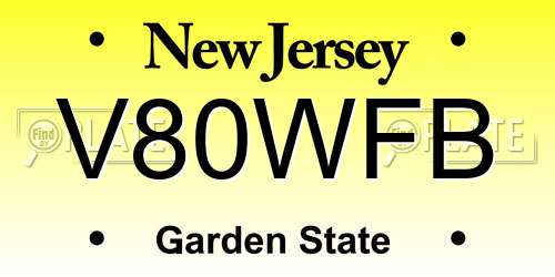 V80WFB New Jersey License Plate