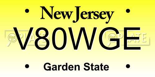 V80WGE New Jersey License Plate
