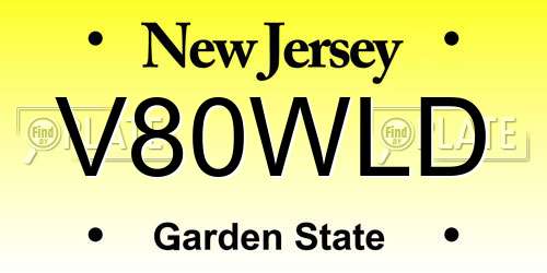 V80WLD New Jersey License Plate