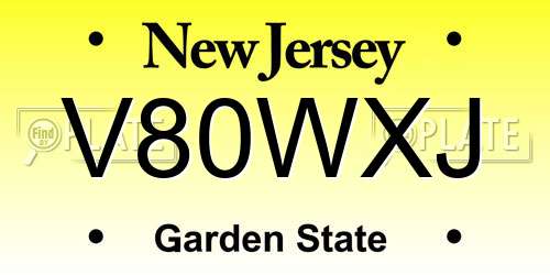 V80WXJ New Jersey License Plate