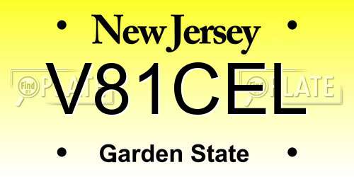 V81CEL New Jersey License Plate