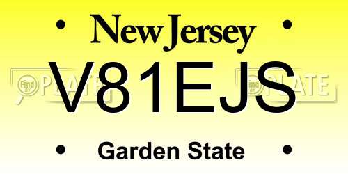 V81EJS New Jersey License Plate