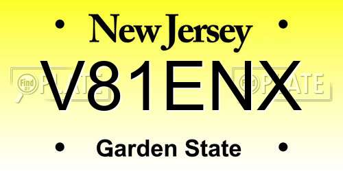 V81ENX New Jersey License Plate