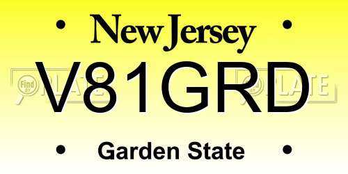 V81GRD New Jersey License Plate