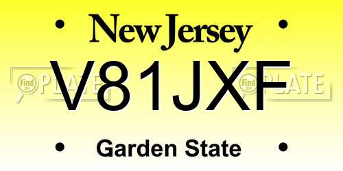 V81JXF New Jersey License Plate