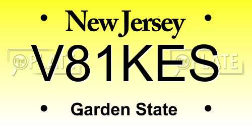 V81KES New Jersey License Plate