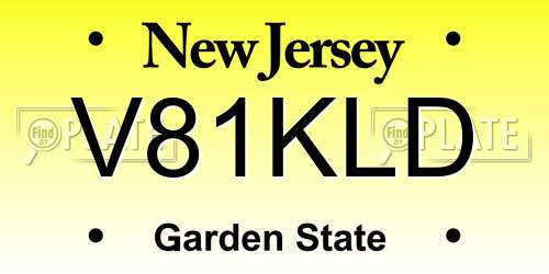 V81KLD New Jersey License Plate