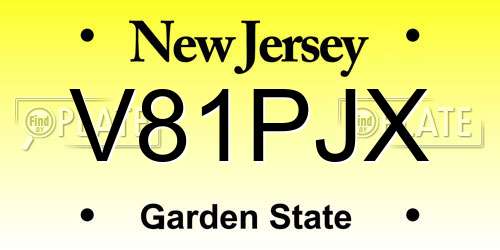 V81PJX New Jersey License Plate