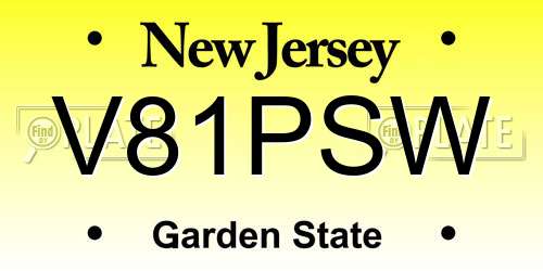 V81PSW New Jersey License Plate