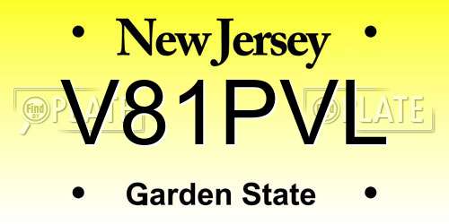 V81PVL New Jersey License Plate