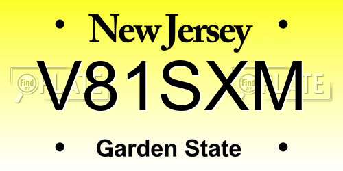 V81SXM New Jersey License Plate