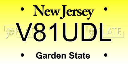 V81UDL New Jersey License Plate