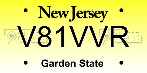V81VVR New Jersey License Plate