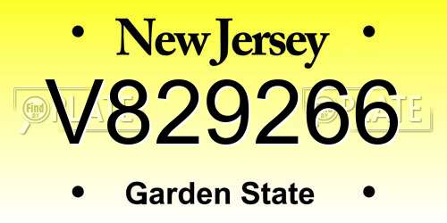V829266 New Jersey License Plate