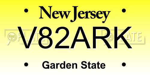 V82ARK New Jersey License Plate