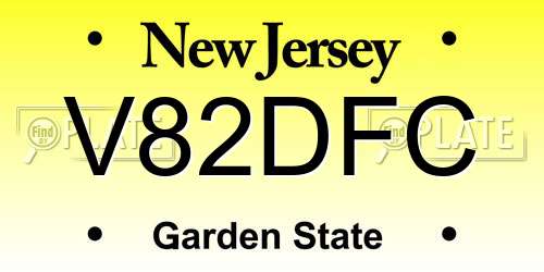 V82DFC New Jersey License Plate