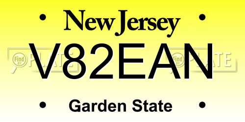 V82EAN New Jersey License Plate
