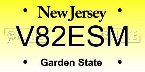 V82ESM New Jersey License Plate