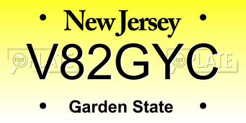 V82GYC New Jersey License Plate