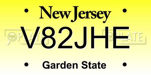 V82JHE New Jersey License Plate