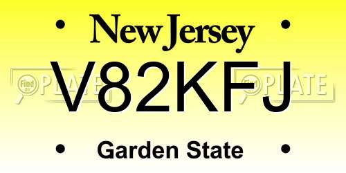 V82KFJ New Jersey License Plate