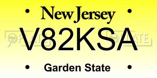 V82KSA New Jersey License Plate