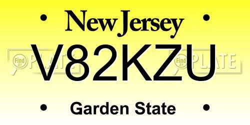 V82KZU New Jersey License Plate