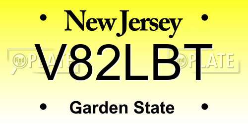 V82LBT New Jersey License Plate