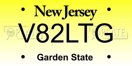 V82LTG New Jersey License Plate