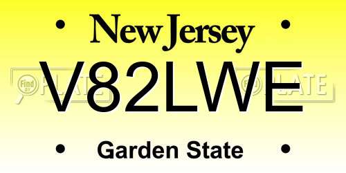 V82LWE New Jersey License Plate