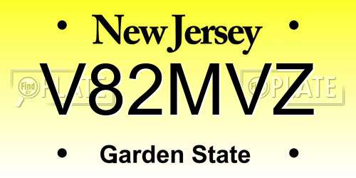 V82MVZ New Jersey License Plate