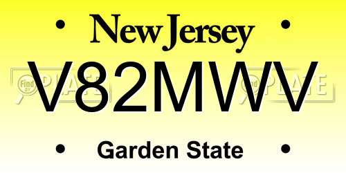 V82MWV New Jersey License Plate