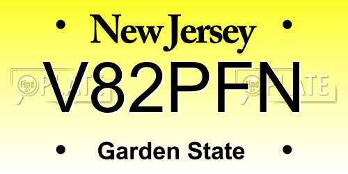 V82PFN New Jersey License Plate