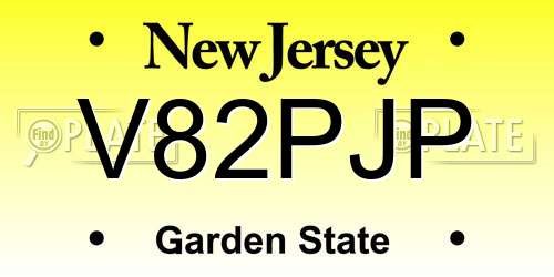 V82PJP New Jersey License Plate