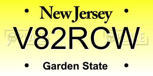 V82RCW New Jersey License Plate