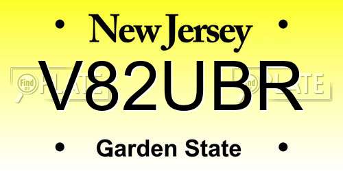 V82UBR New Jersey License Plate